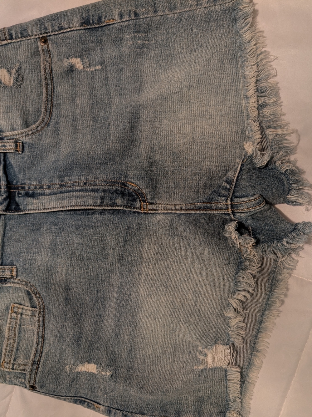Zara Light Blue Distressed Frayed-Hem Denim Shorts